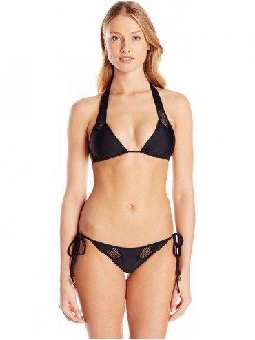 Bottoms Women's for Your Eyes Only Net Sides Brazilian Bikini Bottom - Black - CZ11QVPQPAX $42.75