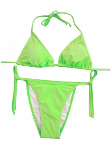 Sets Women's Swimsuit Bandeau Bandage Bikini Set Push-Up Brazilian Swimwear Two Piece Bathing Suit - Green - CZ19450MH24 $20.28