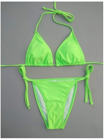 Sets Women's Swimsuit Bandeau Bandage Bikini Set Push-Up Brazilian Swimwear Two Piece Bathing Suit - Green - CZ19450MH24 $10.83