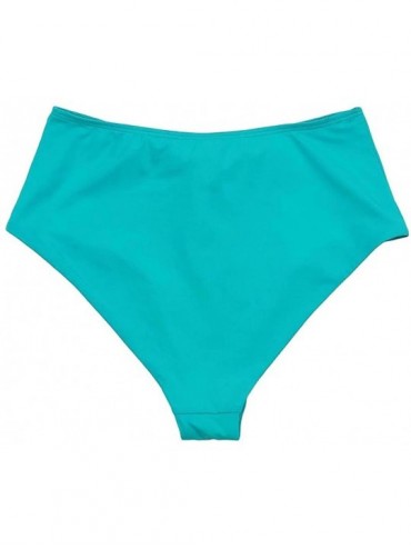 Tankinis Women's Seamless Moderate Coverage High Waist Bottom - Lace Up - Jade - CD18CYDT0K8 $17.15