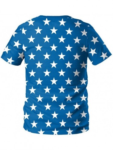 Rash Guards Men Summer T-Shirt Casual Printed 4th of July Loose Round Neck Flag Tops - F Blue - C818TSYU2TX $27.18
