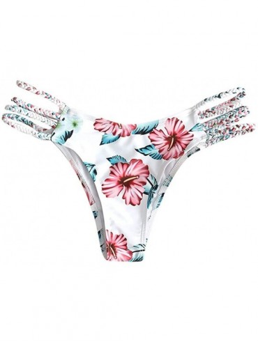 Tankinis Women Love Cutout Swim Shorts Swimwear Brazilian Cheeky Bikini Bottom Side Tie Thong Bathing Swimsuit - White-b - C6...