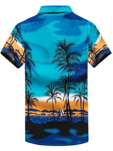 Racing Hawaiian Shirts- Mens Holiday Vacation Beach T-Shirt Printed Short Sleeve Tee Shirts Tops - Blue B - CG1965IYIRT $18.18