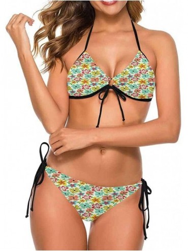Bottoms Swimsuits Floral- Vibrant Spring Season Blooms- Trendy- Sexy - Multi 02-two-piece Swimsuit - CM19E750OW3 $31.84