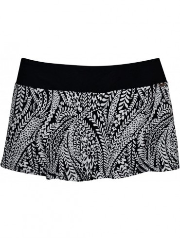 Bottoms Women's Plus Size Skirtini Swim Skirt Swimsuit Bottoms - Blk/Wht Vine - C11857T9Q50 $59.43