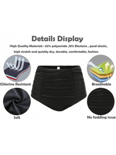Bottoms Womens High Waisted Bikini Bottom Shorts Ruched Tankini Shirred Swim Brief Tummy Control - Black - C018GZHKI05 $18.86