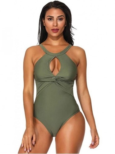 One-Pieces Women's one-Piece Swimsuits Sexy Hollow Out Bikini Beachwear Bathing Suits - Green - C918T85D45M $45.19