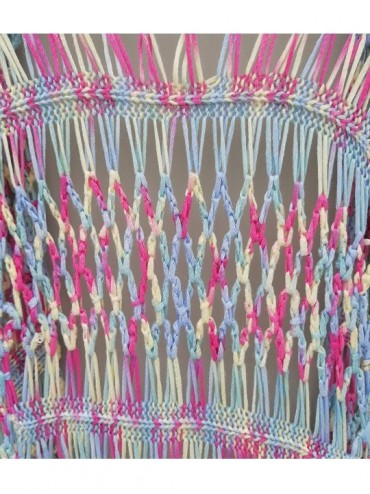 Cover-Ups Long Fringe Crochet Vest Bikini Cover up Hippie Summer Beachwear - Multicolored - CA18SZ6WM3D $22.28