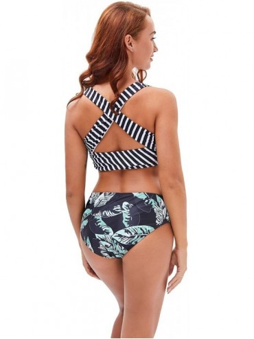 Sets Women Girls 2 Piece Swimsuits High Waisted Bathing Suits Bikini Set - B-blue - CI18Q0OU2IQ $27.63