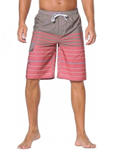 Board Shorts Men's Swim Trunks Classic Lightweight Board Shorts with Lining - Coffee(with Velcro Pocket) - CL18NRL2UT6 $19.80