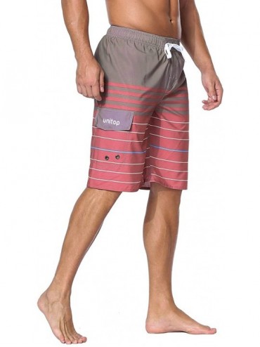 Board Shorts Men's Swim Trunks Classic Lightweight Board Shorts with Lining - Coffee(with Velcro Pocket) - CL18NRL2UT6 $19.80
