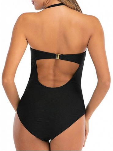Tankinis Women's Athletic Training Adjustable Strap One Piece Swimsuit Swimwear Bathing Suit - D-black - CV1947OXAXS $20.64