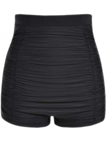 Tops Vintage Swim Shorts-Women's Retro High Waisted Bikini Bottom Ruched Tankinis Swimsuit Swimwear - Black - CE195NN3DER $23.35