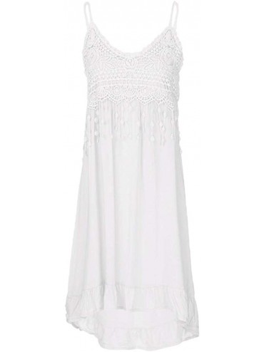Bottoms Women's Fashion Sleeveless Summer Tassel Cotton Fashion Long Dress - White - CJ18SG96MQQ $28.36