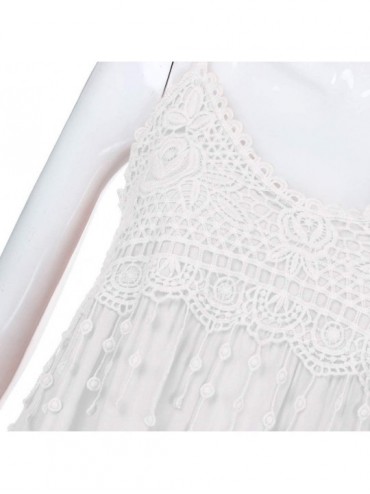 Bottoms Women's Fashion Sleeveless Summer Tassel Cotton Fashion Long Dress - White - CJ18SG96MQQ $12.48