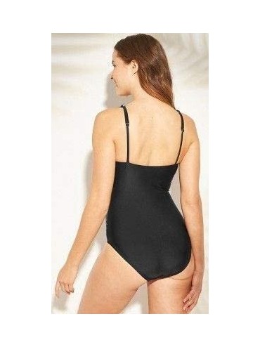 One-Pieces Women's Laser Cut One Piece Swimsuit - Black/Tan - C9196GSQ33Q $24.30