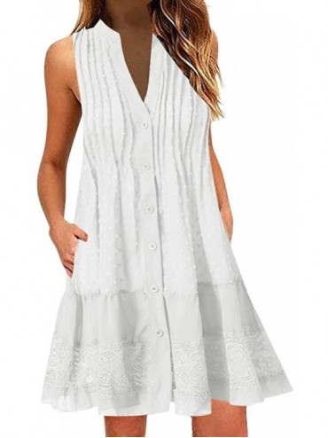 Sets The Fashion Women Summer V-Neck Sleeveless Dress - White - CO199OZZ978 $46.18