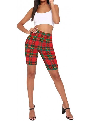 Tankinis Women Print High Waist Hip Sports Shorts Nude Riding Tight Three-Point Leggings - O-red - CB19D452TTO $13.89