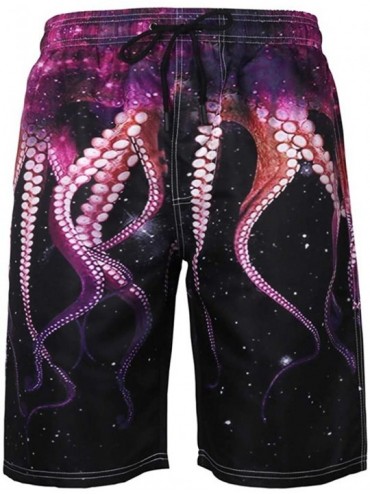 Board Shorts Men Hawaiian Boardshorts Swim Trunks Bathing Suit Shorts for Sports Running Surfing - Black Pink Octopus - C618Y...