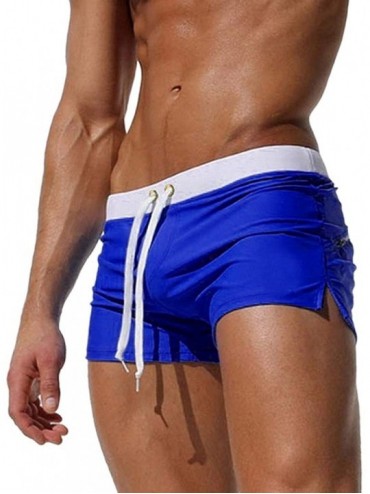 Trunks Mens Swimming Trunks Nylon Shorts- Pool Shorts Beach Shorts Elastic Waist Drawstring with Zipper Pockets - Dark Blue -...