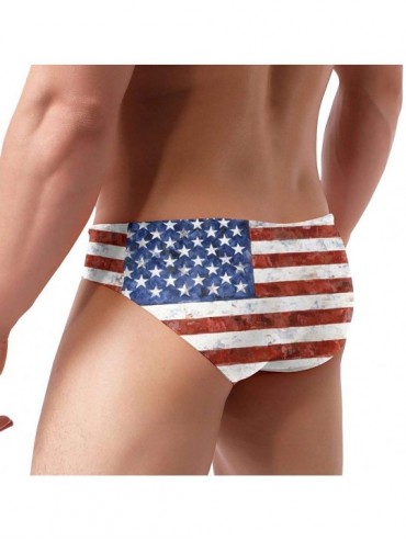Briefs Ireland Brush Flag Men Briefs Bikini Swimwear Sexy Low Rise Swimsuit with Drawstring - American Flag (2) - CQ19925NHNM...