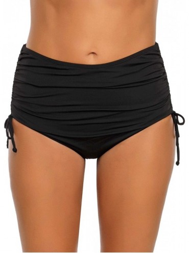 Bottoms Women High Waist Swim Skirt Bikini Bottom Tie Side Tankini Skort - D 625-00 Mid Rise Brief Black - C118O43GH7G $41.95