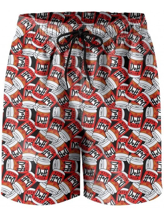 Trunks Men Waterproof Swim Trunks Quick Dry Duff-Beer-Canned-Simpson-White- Swim Shorts Beach Wear with Pockets - Duff Beer C...