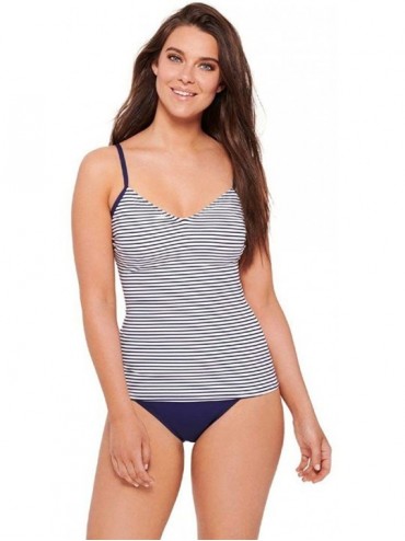 Tankinis Women's Resort V-Neck C/D Cup Tankini Swimsuit - Stripe It - CK18HZ600IR $87.61