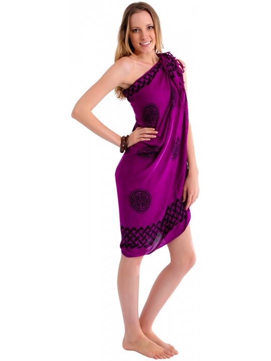 Cover-Ups Womens Interlace Knotwork Celtic Swimsuit Sarong - Royal Purple - CT111CXFFP1 $12.63