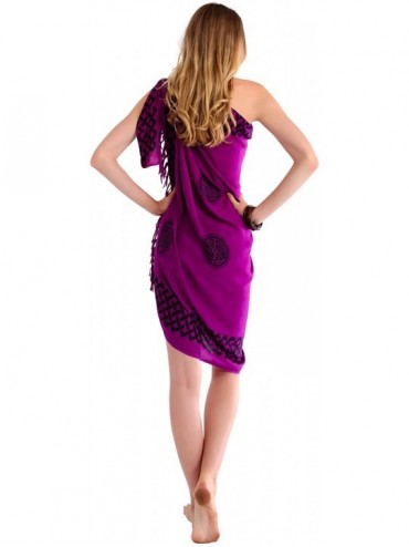 Cover-Ups Womens Interlace Knotwork Celtic Swimsuit Sarong - Royal Purple - CT111CXFFP1 $12.63