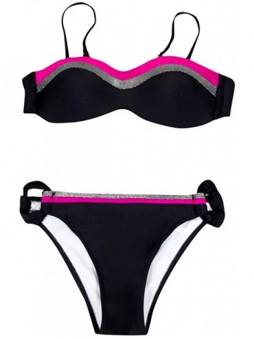 Rash Guards Womens Padded Push Up Bra Bikini Set Two Piece Swimsuit Triangle Bathing Suit Swimwear Beachwear - Hot Pink-b - C...