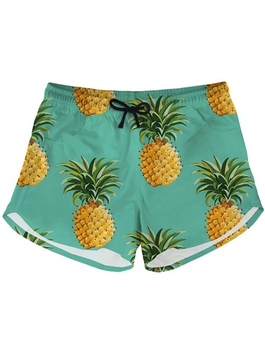 Board Shorts Women's Casual Swim Trunks Quick Dry Fashion Print Boardshort Beach Shorts - Pineapple-1 - CC194HH245Z $23.78