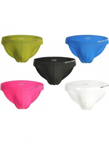 Briefs Mens Bikini Briefs Low Rise Breathable Low Waist Swim Underwear Multi Pack - Multi(5-pack) - C218Y97QUHK $54.30