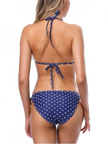 Sets Women USA Amerian Flag Bikini Swimsuit Patriotic Two Piece Bathing Suit - Flag/Tie - CT196SAADW6 $17.63