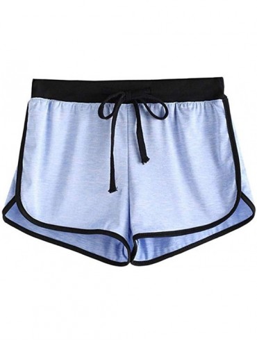 Board Shorts Women's Summer High Elastic Waist Drawstring Wide Leg Chiffon Culottes Shorts - Blue - CZ18TN7O92H $29.63