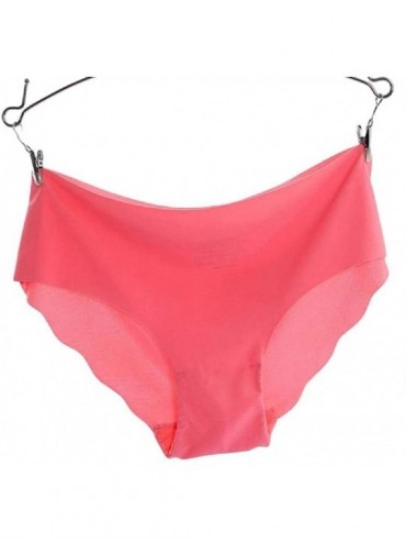 Tops Women Invisible Underwear Thong Cotton Spandex Gas Seamless Crotch M/L - Watermelon Red - C218OD322DH $13.38