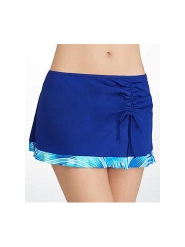 Tankinis Women's Lettuce Ruffle Side Tie Skirted Swimsuit Bottom - Oceana Blue - C711QUSOZBN $9.30