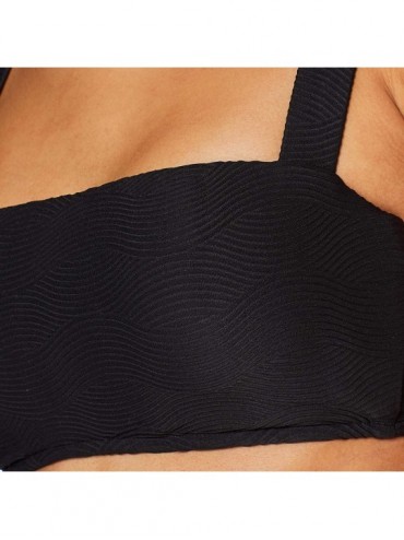 Tops Women's Wide Strap Tube Bandeau Bikini Top Swimsuit with Clip Back - Capri Sea Black - CP18TY5M6YH $31.32