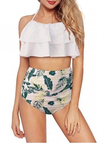 Sets Swimwear for Womens- Sexy Swimming Two Piece Printing Bandage Set Brazilian Beachwear Swimsuit Bikini - White - CF18NEHY...