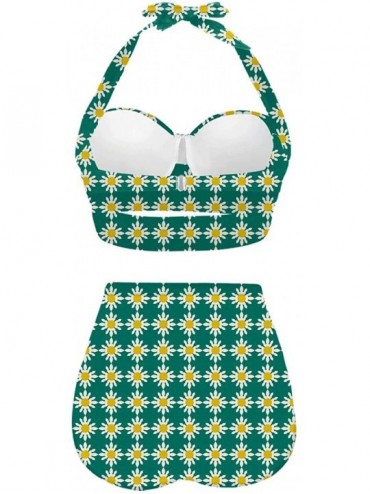 Sets Womens Sunflower Print Sexy Vintage Swimsuits Suits Halter Underwired Top High Waisted Bikinis Bathing Sets - Color0012 ...