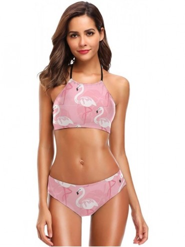 Sets Flamingo Tropical Palm Bikini Set Swimwear Swimsuit Beach Suit Bathing Suits for Teen Girls Women - CT18S5T9645 $47.09