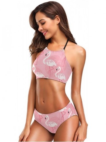 Sets Flamingo Tropical Palm Bikini Set Swimwear Swimsuit Beach Suit Bathing Suits for Teen Girls Women - CT18S5T9645 $21.35