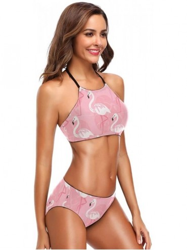 Sets Flamingo Tropical Palm Bikini Set Swimwear Swimsuit Beach Suit Bathing Suits for Teen Girls Women - CT18S5T9645 $21.35