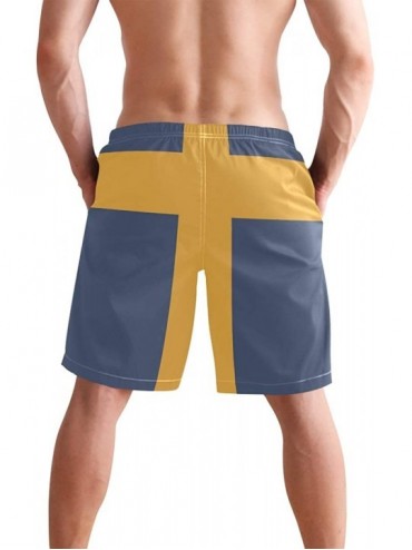 Board Shorts Mens Swim Trunks Sweden Flag Beach Board Shorts - Sweden Flag - CZ18L460YSD $20.20