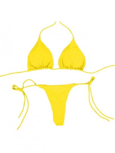 Sets Women Two Pieces Bathing Suits Top Ruffled with High Waisted Bottom Bikini Set - Yellow - C3190ED0EQ8 $17.39