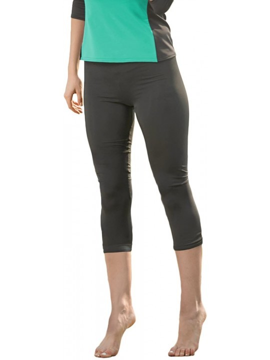 Tankinis Women's Swim Leggings Athletic Capris- UV Protection Cover Up- Plus - Grey - CR12EZQKNAR $33.34