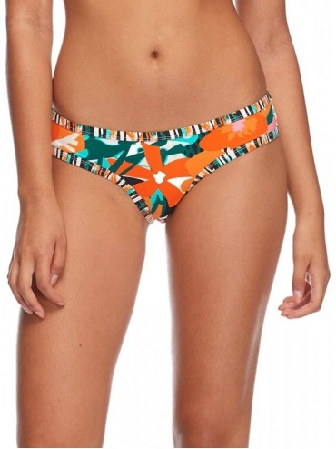 Bottoms Women's Rebel Bikini Bottom Swimsuit with Front Strappy Detail - Zanzibar Floral Print - CK18ICAT3CK $28.65