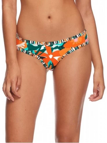 Bottoms Women's Rebel Bikini Bottom Swimsuit with Front Strappy Detail - Zanzibar Floral Print - CK18ICAT3CK $44.43