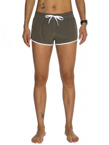 Tankinis Womens Bathing Boardshorts Swim Shorts Quick Dry with Lining - Green(back Zipper Pocket) - CA18NWU6DC6 $30.81