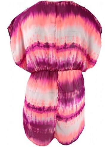Cover-Ups Tie-Dyed Crochet-Trim Cover-Up Pink XL - CI182H80K8I $13.55